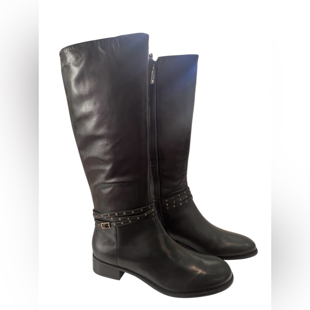 TALBOTS | black tall leather winter boots